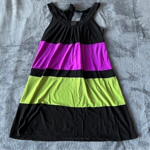 ✨Tiana B. Black, Purple, and Green Color Block Dress